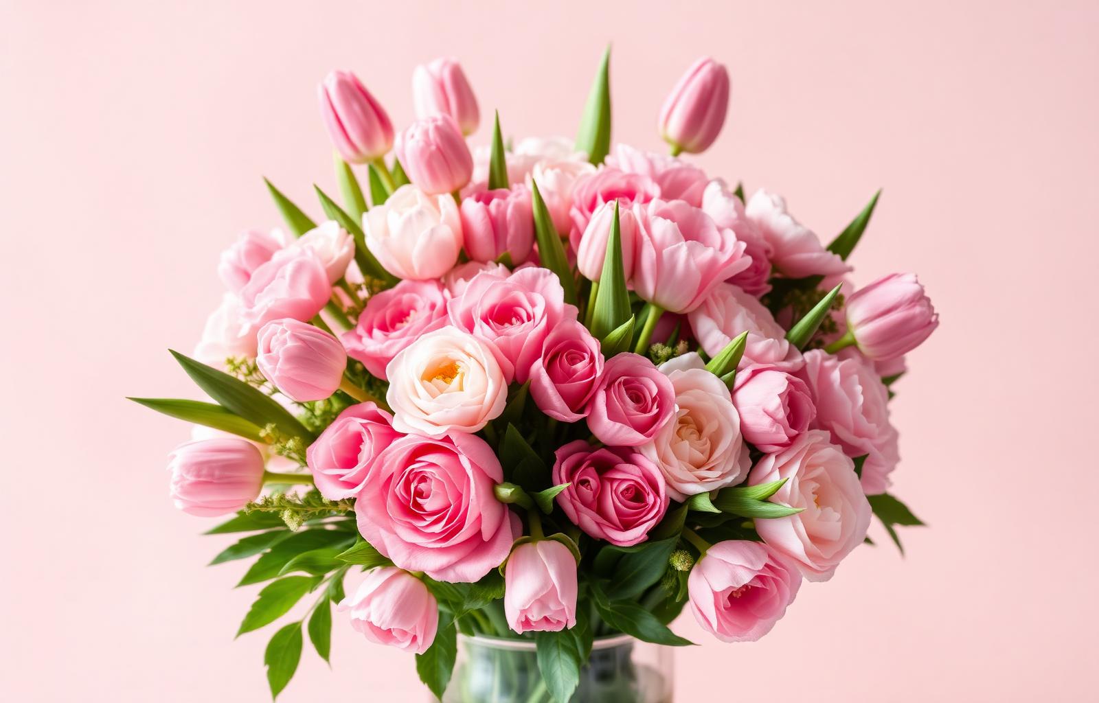 Pink bouquet of Dutch flowers